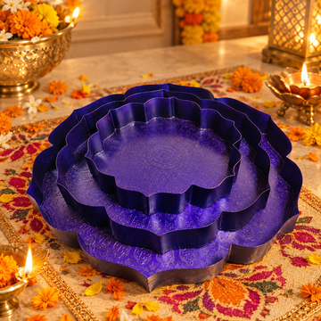 Iron Lotus-Shaped Urli Set | Decorative Floating Flower Bowl for Home & Festive Décor (Set of 3)
