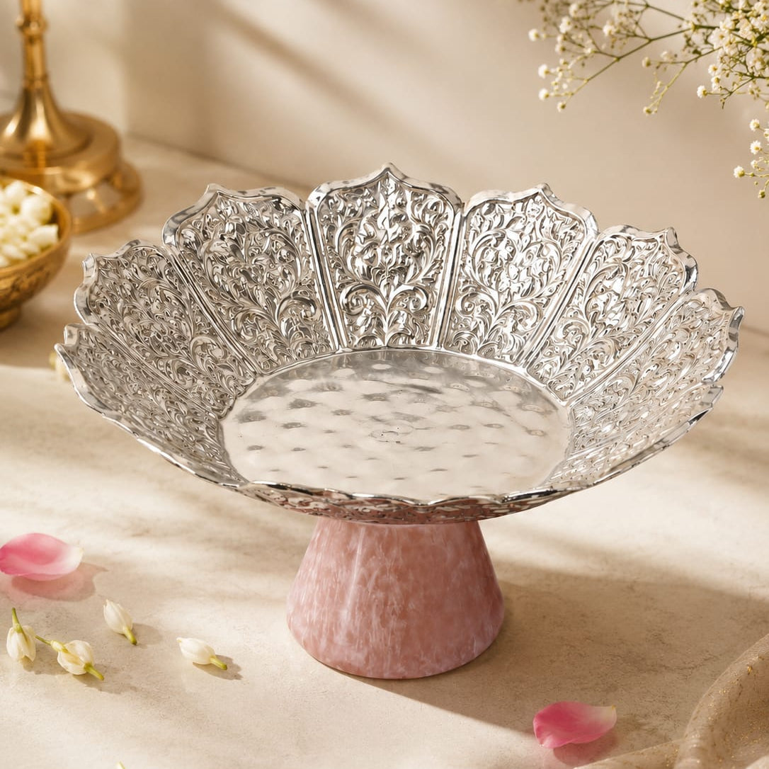 Tray with Rose Quartz Stand – Luxury Serving & Home Décor