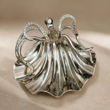 Silver Octopus Sculptural Serving Platter
