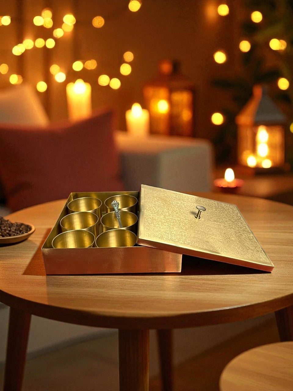 Brass Square Masala Box – A Blend of Tradition and Elegance