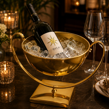 Gold Swivel Wine Chiller Bowl | Tilting Bar Cart Ice Bucket