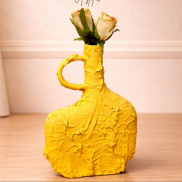 yellow textured ceremic flower vase